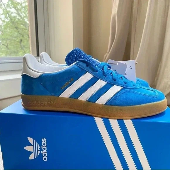 New Adidas Indoor Gazelle Sneakers Blue White Gum Womens 7 - Picture 13 of 13